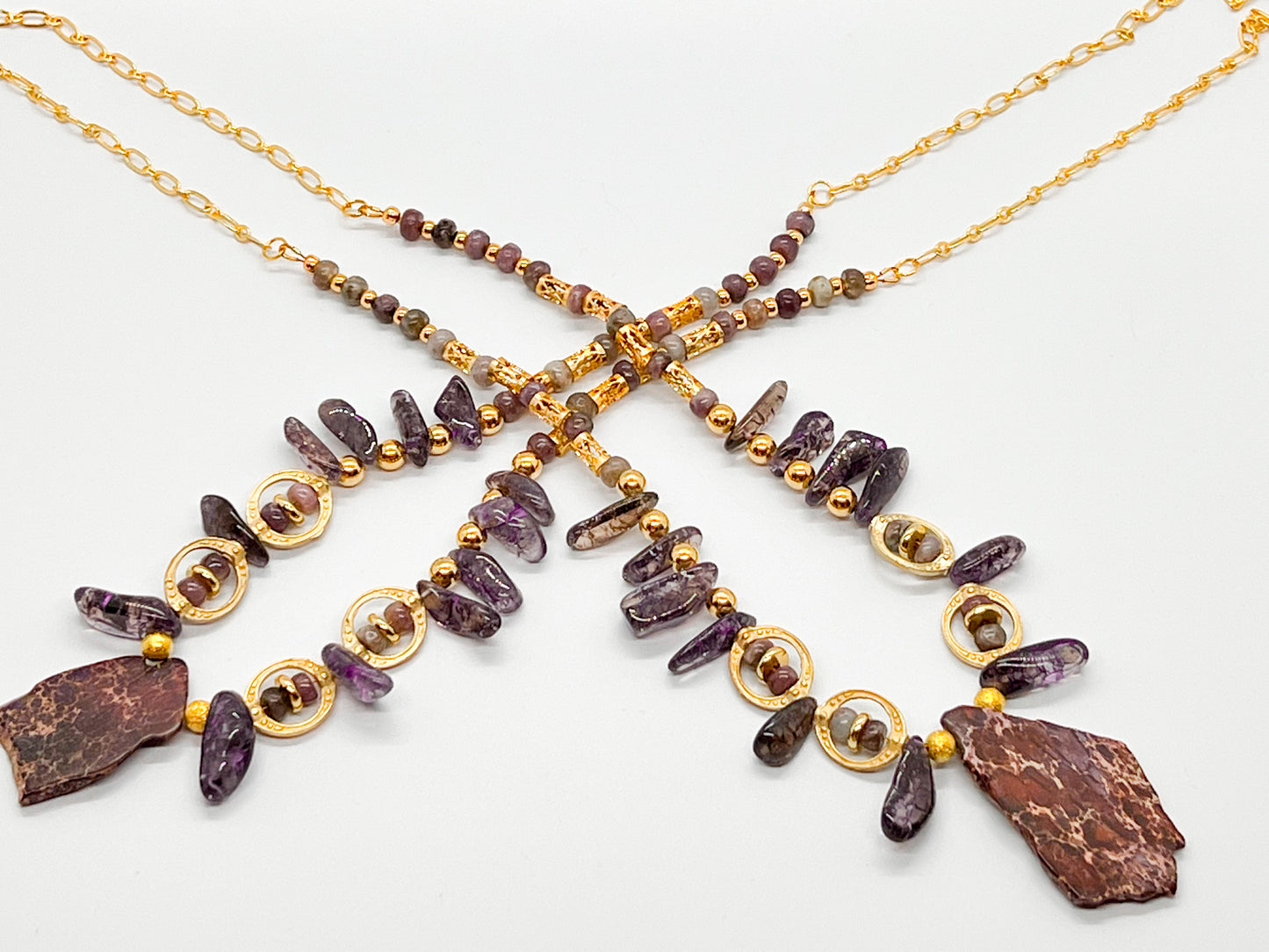 Jasper, Quartz & Lilac Stone Necklace