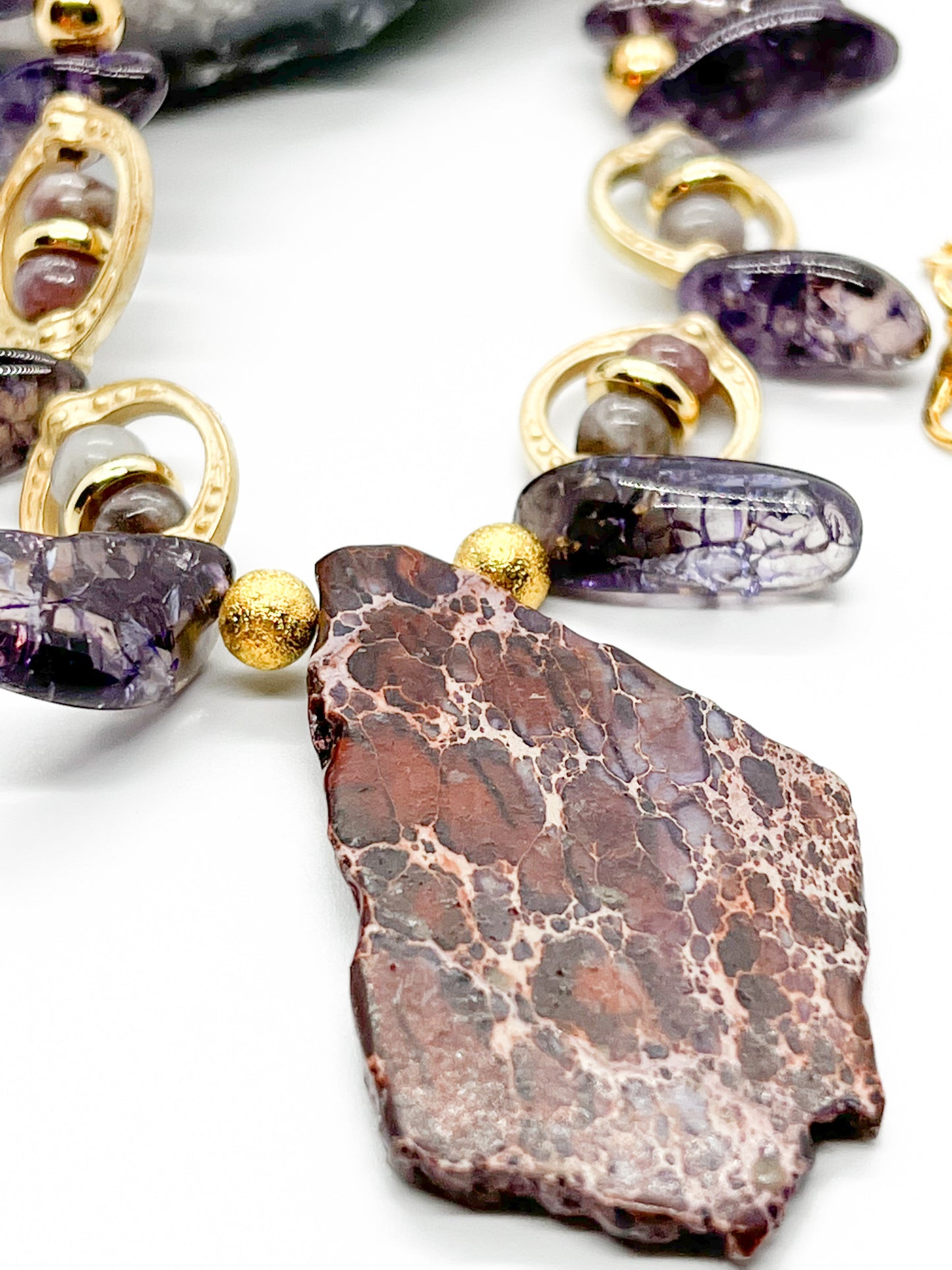 Jasper, Quartz & Lilac Stone Necklace