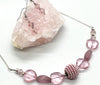 Pink Glass Crystals Necklace + Earrings