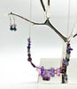 Purple Stones and Beads Silver Necklace + Earrings