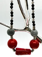 Load image into Gallery viewer, Red Bamboo Wood Glass Bead Necklace