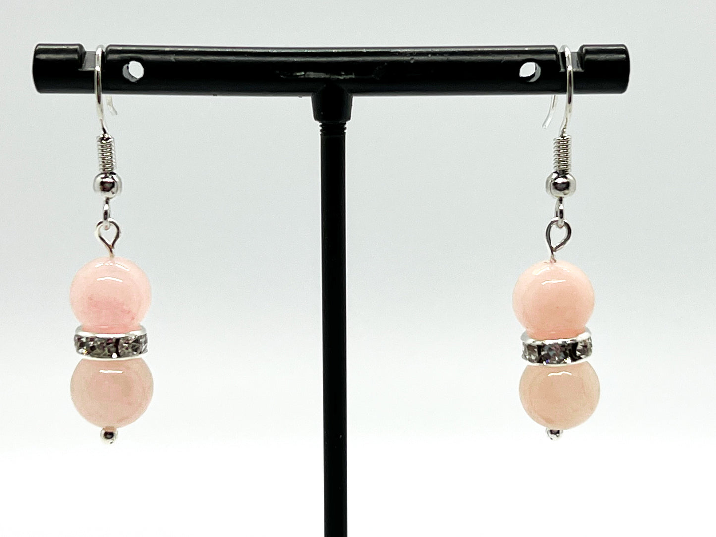 Round Rose Quartz Earrings