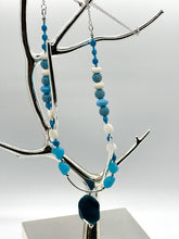 Load image into Gallery viewer, Aqua Dyed Agate Shell Recycled Glass Necklace