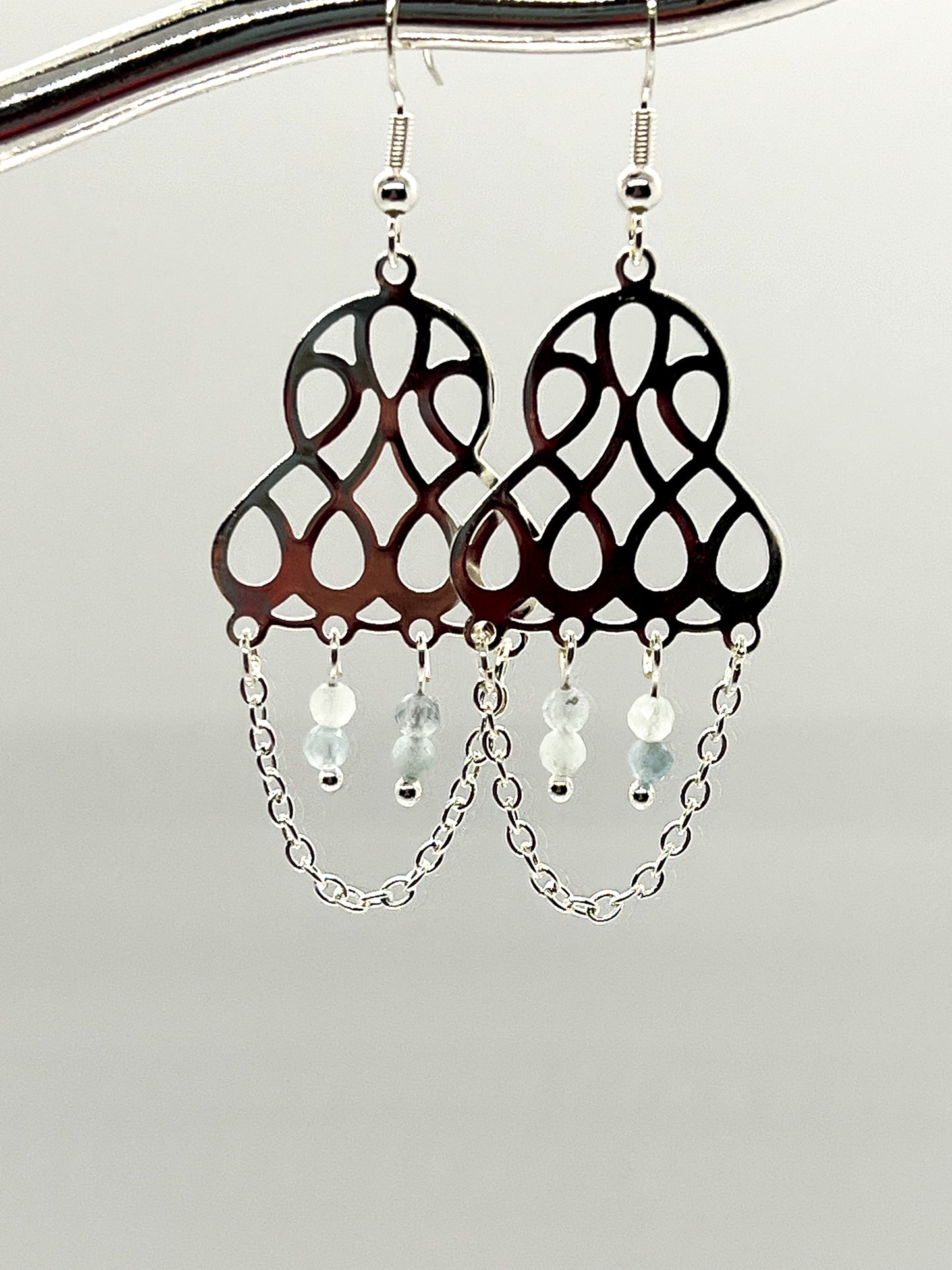 Aquamarine Chain Chandelier Earrings