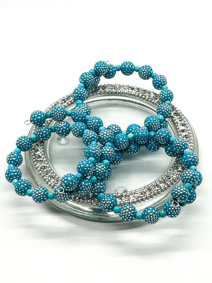 Magnesite & Teal Acrylic Wrap Bracelet