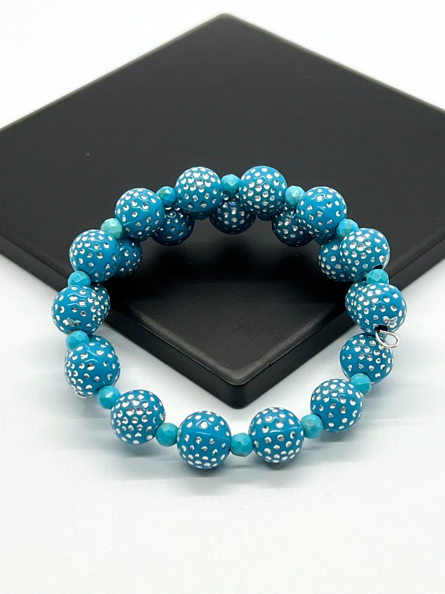 Magnesite & Teal Acrylic Wrap Bracelet