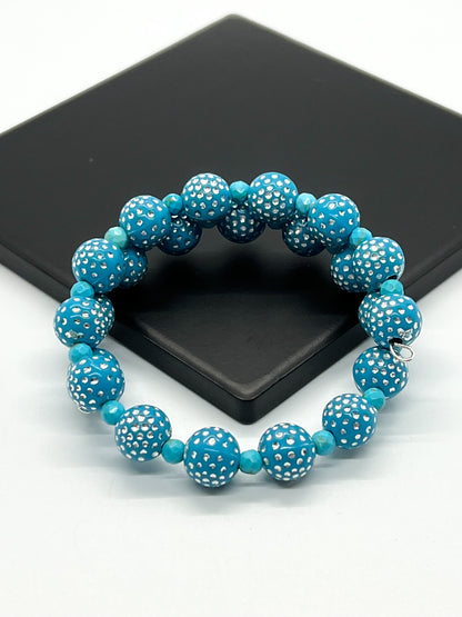 Magnesite & Teal Acrylic Wrap Bracelet