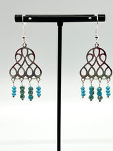 Load image into Gallery viewer, Teal and Aqua Glass Chandelier Earrings
