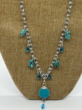 Load image into Gallery viewer, Teal Dyed Howlite &amp; Blue Glass Necklace