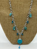 Teal Dyed Howlite & Blue Glass Necklace