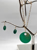Green Agate Disc Necklace + Earrings Set