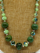 Load image into Gallery viewer, Green Ceramic &amp; Glass Bead Necklace
