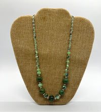 Load image into Gallery viewer, Green Ceramic &amp; Glass Bead Necklace