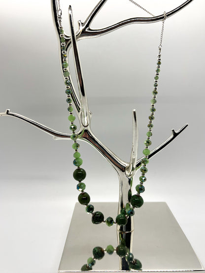 Green Ceramic & Glass Bead Necklace