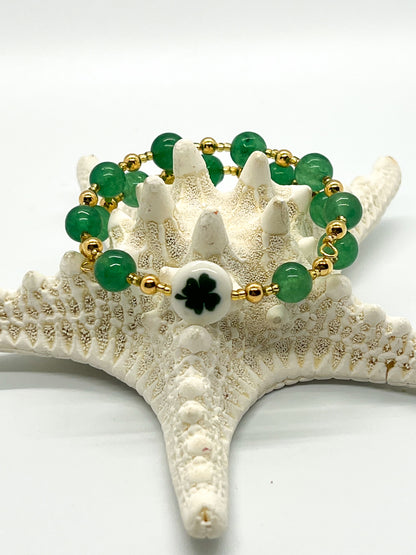 Green Shamrock Wrap Bracelet