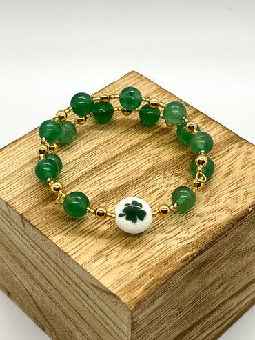 Green Shamrock Wrap Bracelet