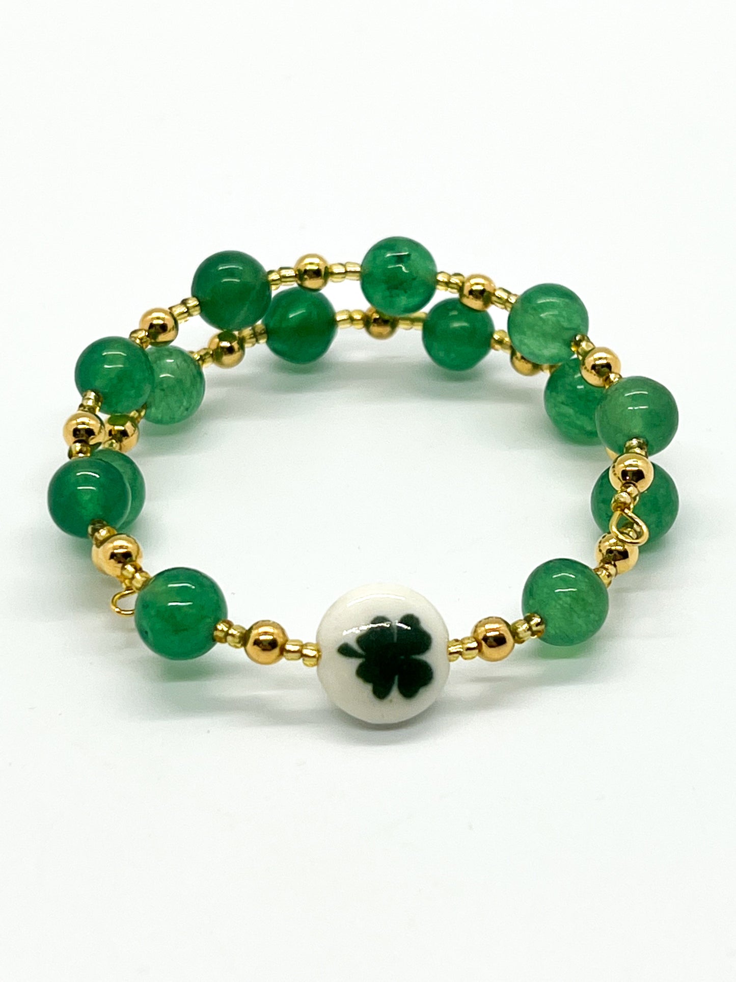 Green Shamrock Wrap Bracelet