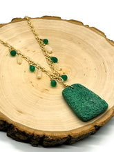 Load image into Gallery viewer, Green Lava, Quartz &amp; Onyx Gold Necklace