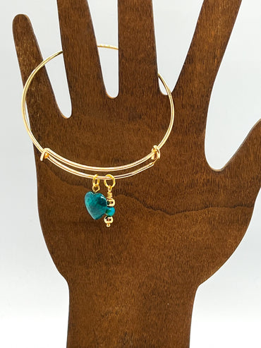 Green Riverstone Heart Bangle