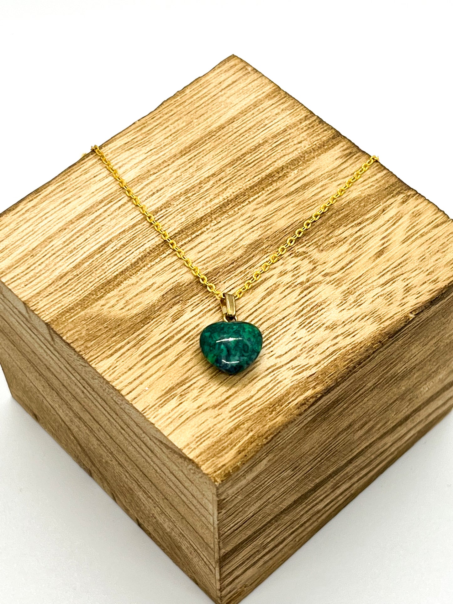 Green Dyed Riverstone Heart Necklace