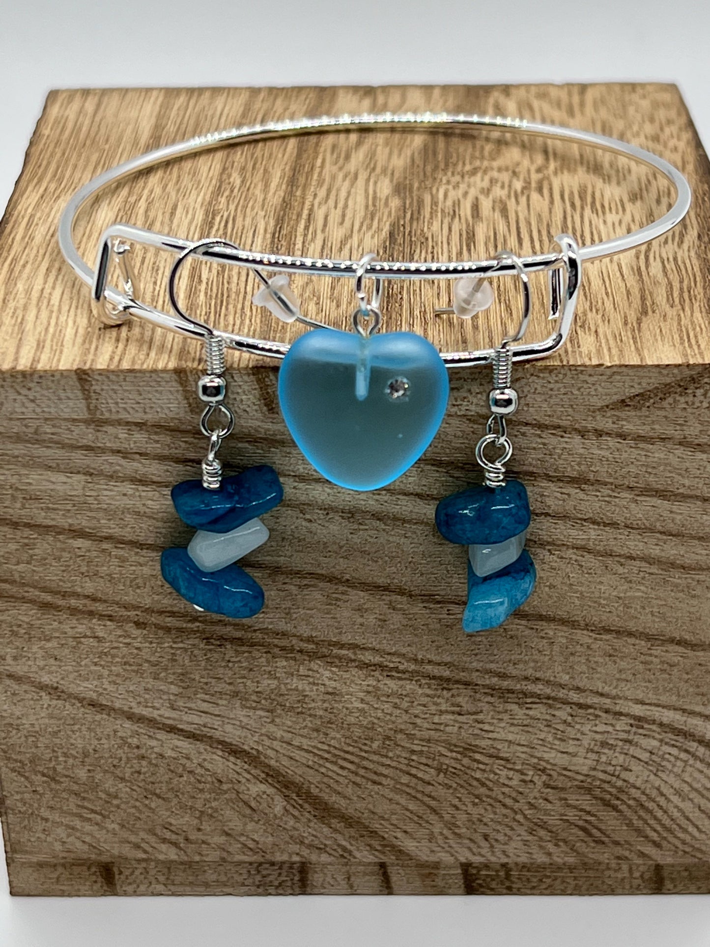 Glass Heart Bracelet + Earrings