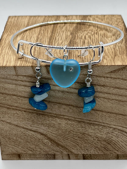 Glass Heart Bracelet + Earrings