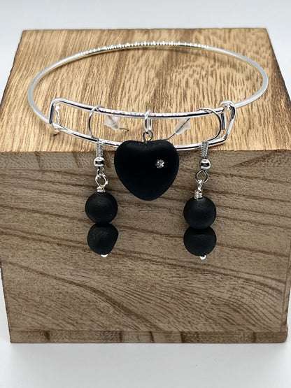 Glass Heart Bracelet + Earrings