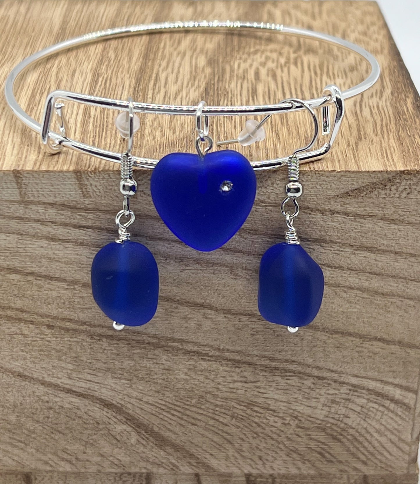 Glass Heart Bracelet + Earrings