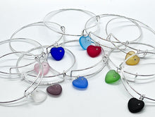 Load image into Gallery viewer, Glass Heart Bracelet + Earrings