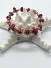 Load image into Gallery viewer, Red Bamboo Coral Bracelet + Earrings in Gold

