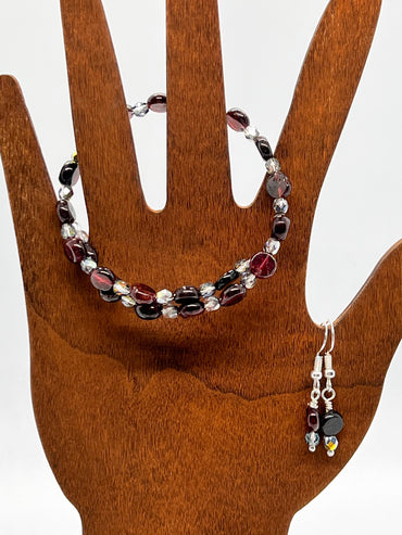 Garnet Bracelet + Earring Set