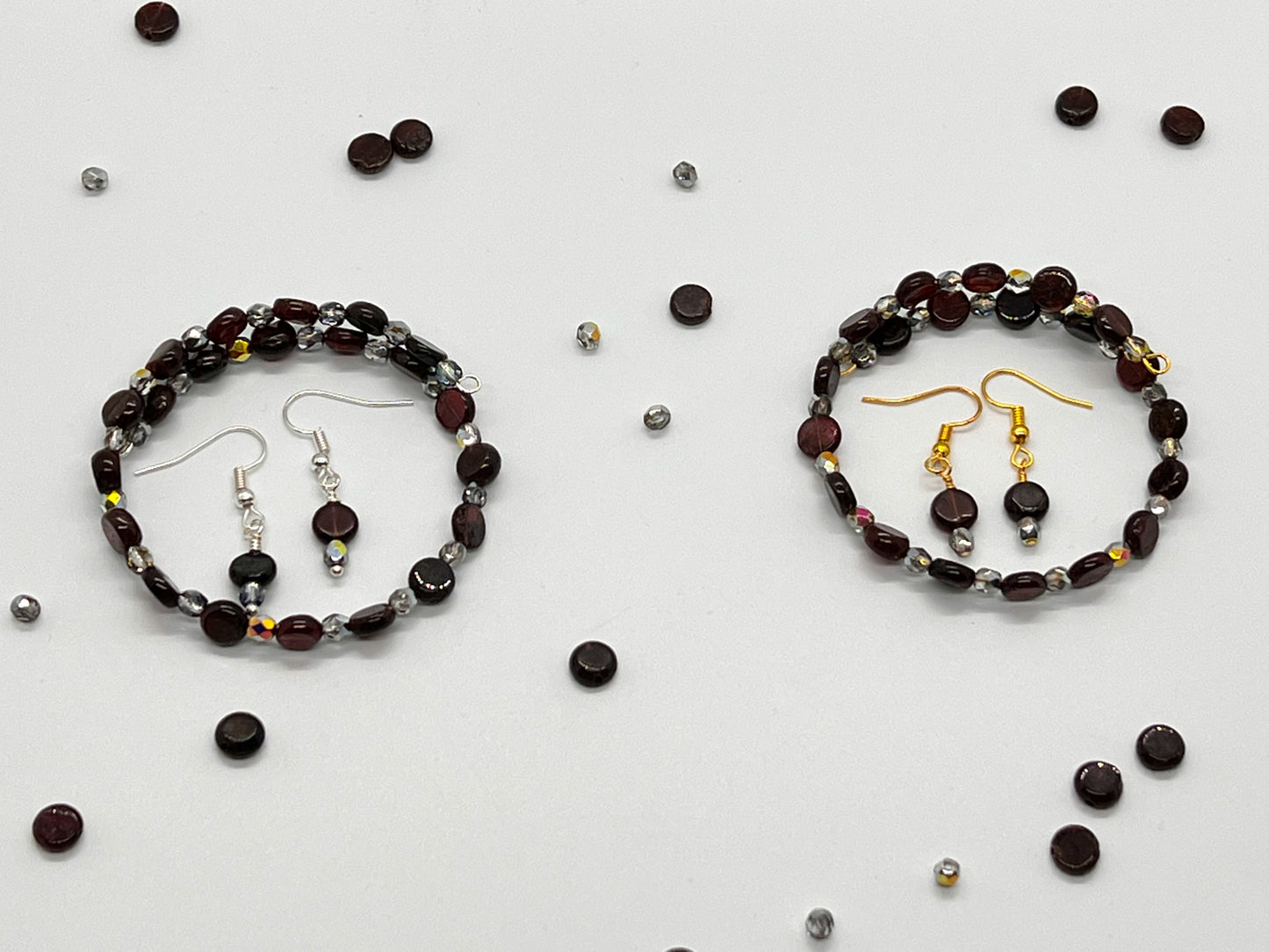 Garnet Bracelet + Earring Set