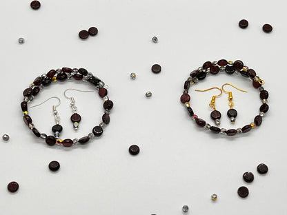 Garnet Bracelet + Earring Set