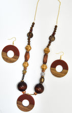 Load image into Gallery viewer, Wood Crystal &amp; Resin Necklace + Earrings